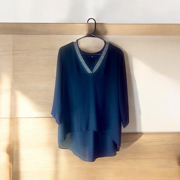 💥 H&M Black High-Low Blouse – Size 12 - Picture 1 of 3